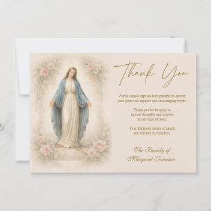 Mother Mary Floral Sympathy Funeral Memorial Thank You Card