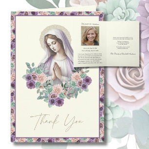 Mother Mary Funeral Prayer Memorial Thank You  Note Card