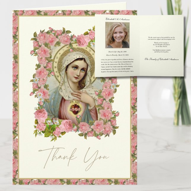 Mother Mary Funeral Prayer Memorial Thank You  Note Card (Creator Uploaded)
