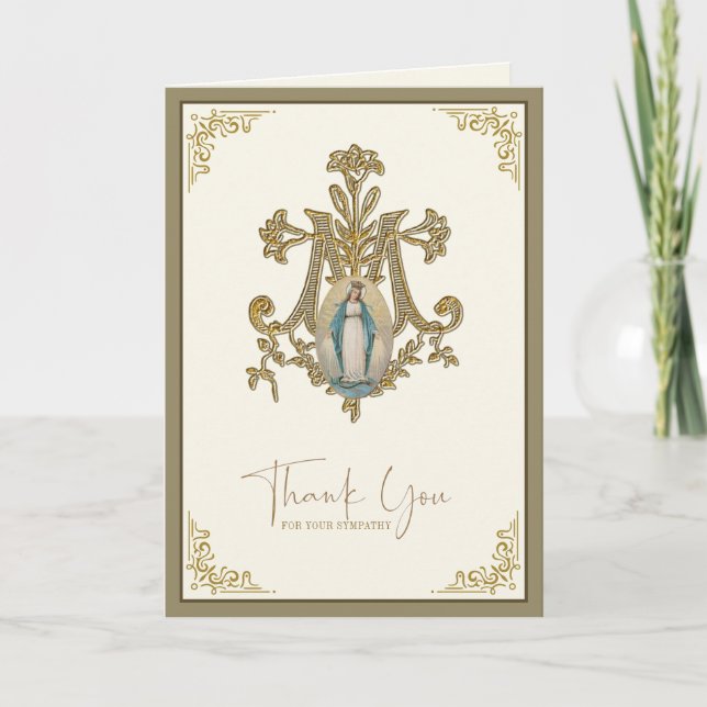 Mother Mary Gold Funeral Memorial Sympathy  Thank You Card (Front)