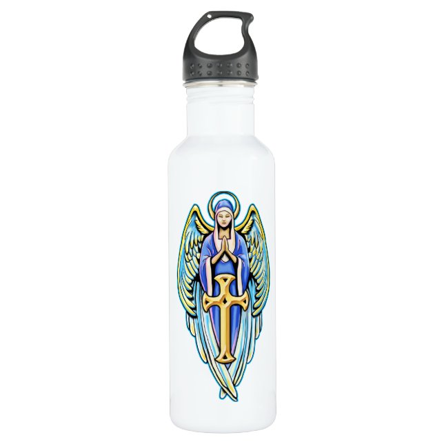 Mother Mary Guardian Angel Cross Design 710 Ml Water Bottle (Front)