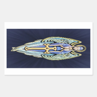 Mother Mary Guardian Angel Cross Design Rectangular Sticker
