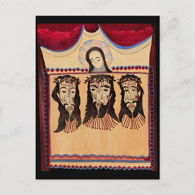 Mother Mary Jesus Christ Thorn Crown art Painting  Postcard (Front)