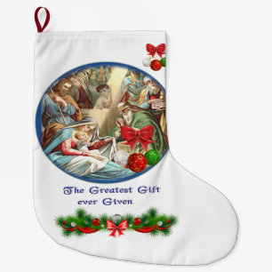 Mother Mary Large Christmas Stocking