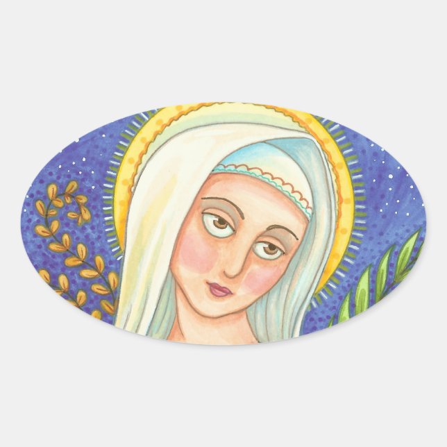 Mother Mary Portrait CLASSIC OVAL STICKERS Sheet (Front)