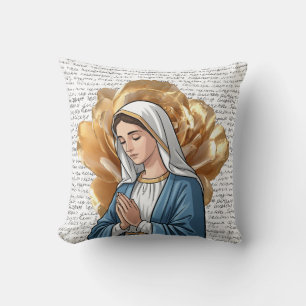 Mother Mary Religious Catholic Christian Baptism Cushion