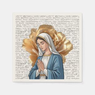 Mother Mary Religious Catholic Christian Baptism  Napkin