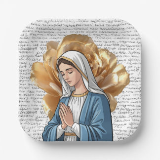 Mother Mary Religious Catholic Christian Baptism  Paper Plate