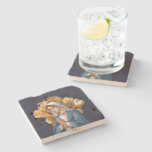 Mother Mary Religious Catholic Christian Faith Stone Coaster