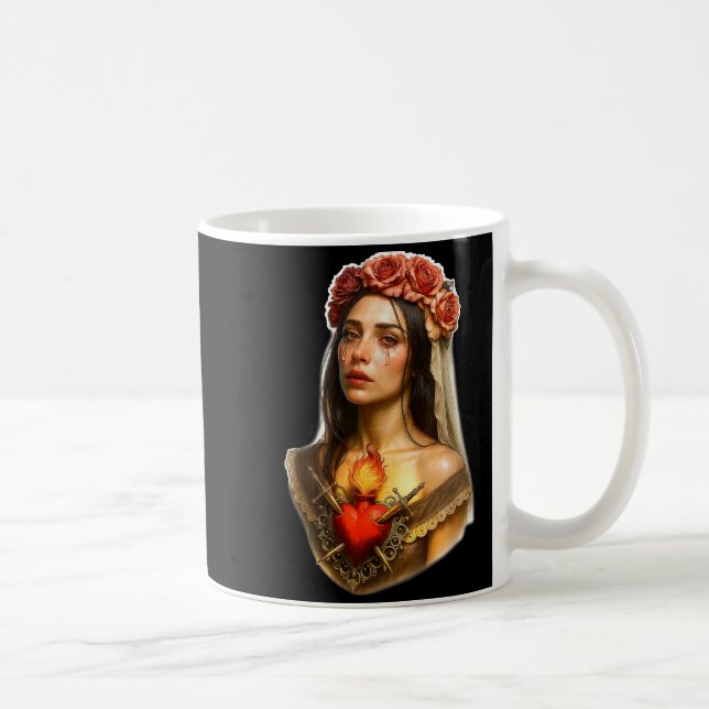 Mother Mary Sacred Heart Cry  Coffee Mug (Right)