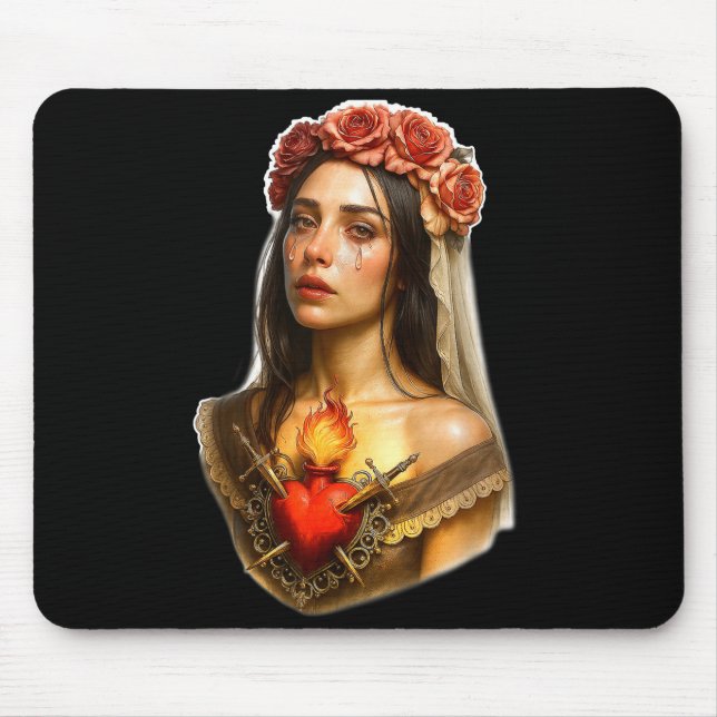 Mother Mary Sacred Heart Cry  Mouse Mat (Front)