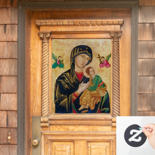 MOTHER MARY 'STAINED GLASS BABY JESUS WINDOW CLING (Home Door)