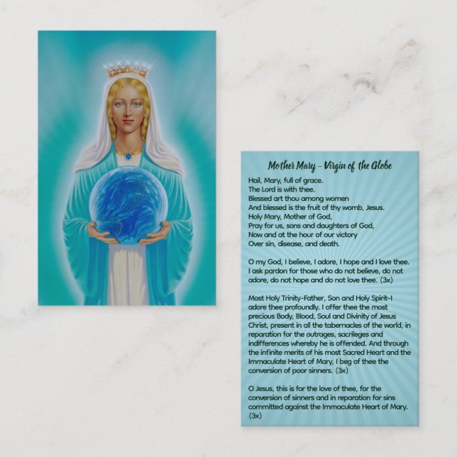 Mother Mary – Virgin of the Globe Business Card (Front/Back)