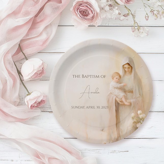 Mother Mary with Baby baptism Paper Plate (Creator Uploaded)