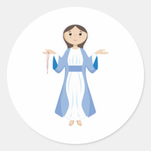 Mother Mary with Rosary Classic Round Sticker
