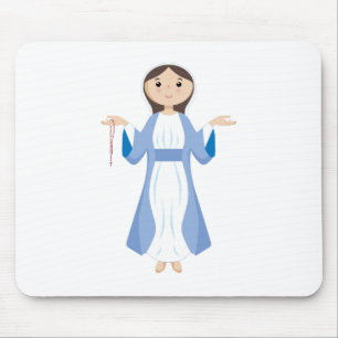 Mother Mary with Rosary Mouse Mat