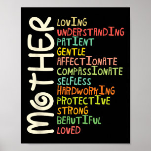 Mother Meaning Shirt I Love Mum Mothers Day Poster
