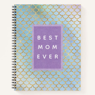 Mother mermaid scales blue glitter notebook