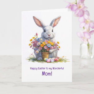 Mother Mom Happy Easter with Cute Bunny  Card