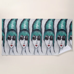 Mother Monster Sassy Beehive Pop Art Drawing Beach Towel