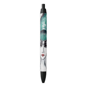 Mother Monster Teal Beehive Drawing Original Art Black Ink Pen