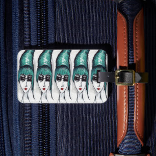 Mother Monster Teal Beehive Sassy Pop Art Luggage Tag