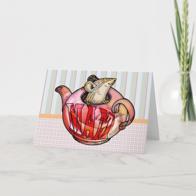Mother, Mother's Day, Cute Mouse in teapot Card (Front)