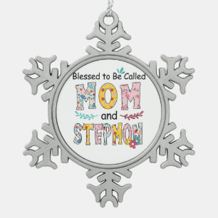 Mother Mum And Stepmom Birthday Snowflake Pewter Christmas Ornament