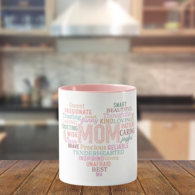 Mother mum heart word art pink peach mug (Creator Uploaded)