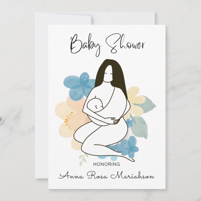 *~* Mother Mum Holding Baby Floral Baby Shower Invitation (Front)