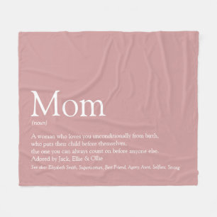 Mother Mum Mum Definition Dusty Rose Pink Fleece Blanket