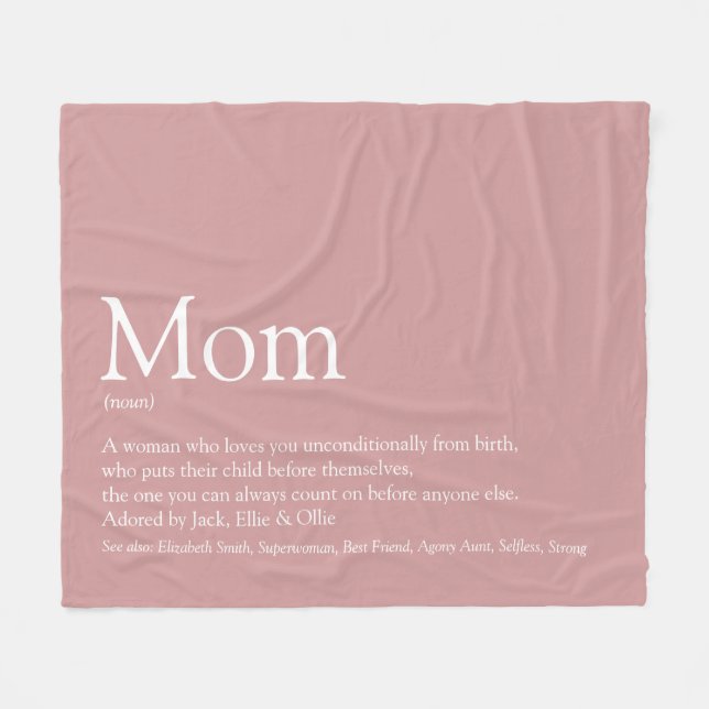 Mother Mum Mum Definition Dusty Rose Pink Fleece Blanket (Front (Horizontal))