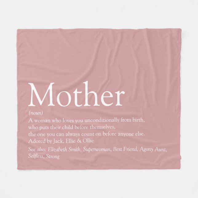 Mother Mum Mum Definition Dusty Rose Pink Fleece Blanket (Front (Horizontal))