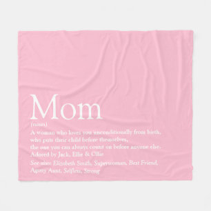 Mother Mum Mum Definition Fun Cool Pink Fleece Blanket
