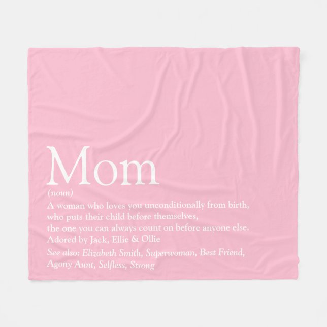 Mother Mum Mum Definition Fun Cool Pink Fleece Blanket (Front (Horizontal))