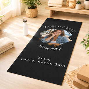 Mother Mum photo black Yoga Mat