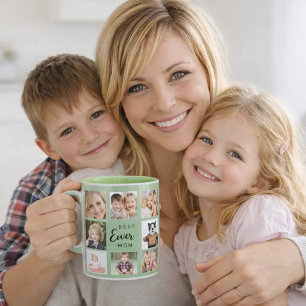 Mother mum photo collage sage green mug