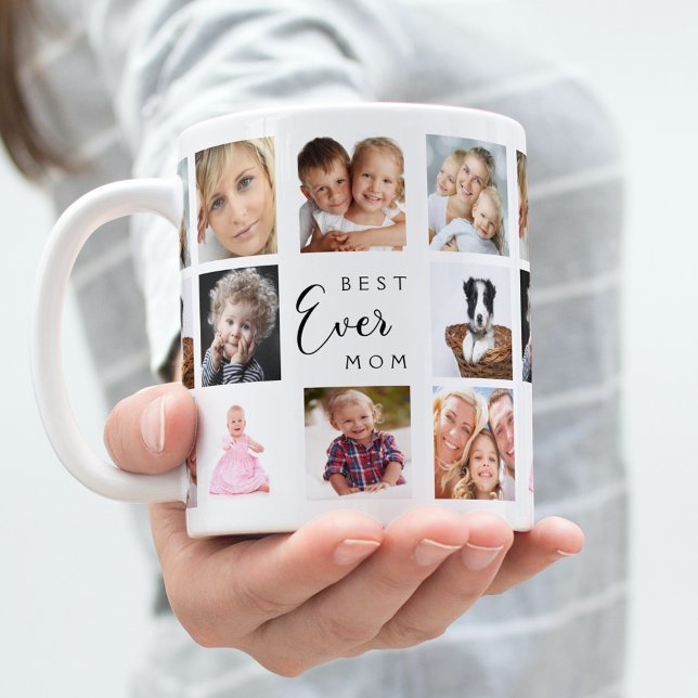 Mother mum photo collage white black coffee mug (Creator Uploaded)