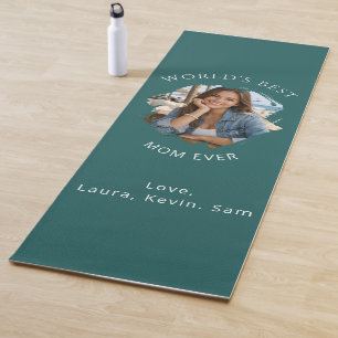 Mother Mum photo green teal Yoga Mat