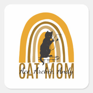 mother mummy cat mum names personalise square sticker