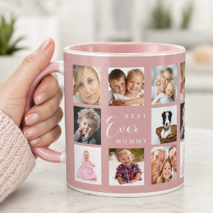 Mother mummy photo collage dusty rose pink mug