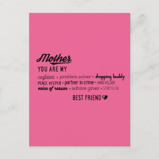 Mother My Confidant Best Friend Holiday Postcard
