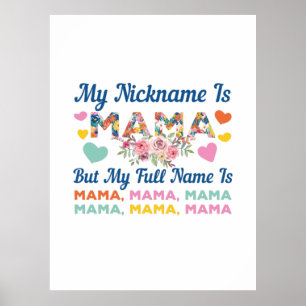 Mother My Nickname Is Mama Birthday Poster