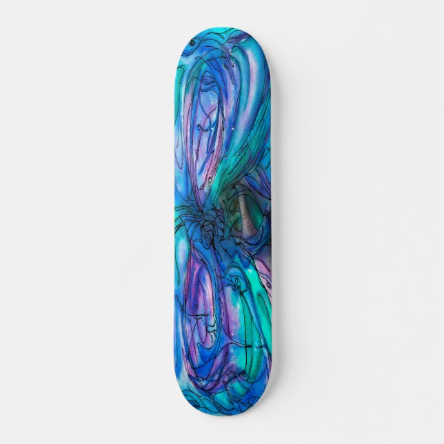 Mother Nature Fairy Tree watercolor painting Skateboard (Front)
