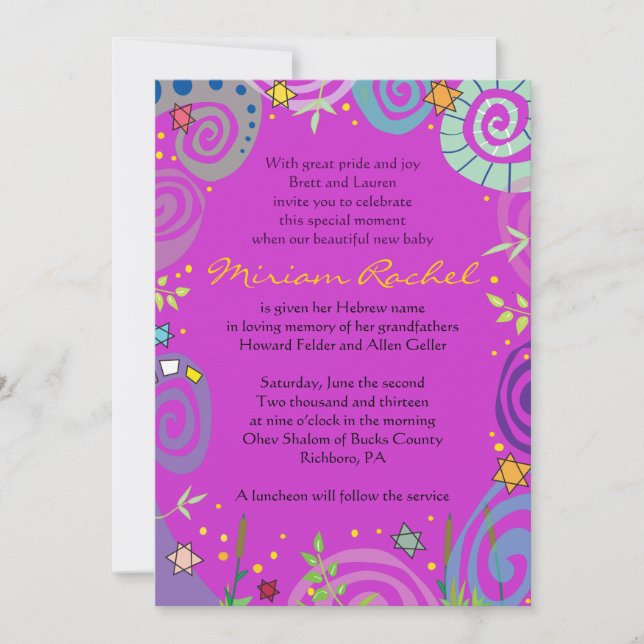 MOTHER NATURE Jewish Baby Naming Invitation (Front)