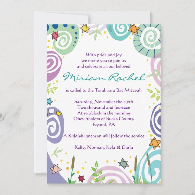 MOTHER NATURE SWIRL Bat Bar Mitzvah Invitation (Front)