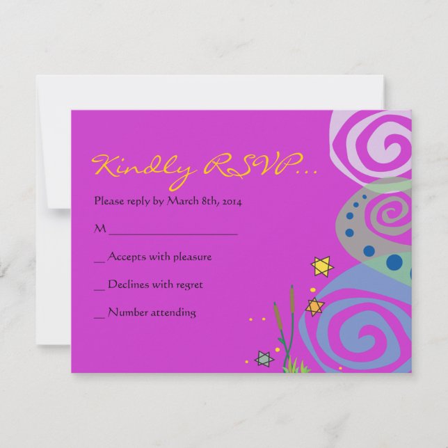 MOTHER NATURE SWIRL Bat Bar Mitzvah Reply Card (Front)