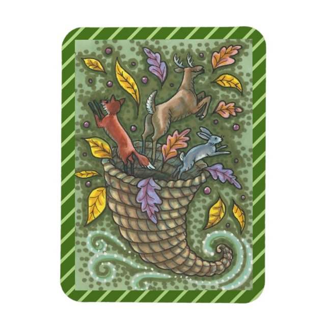 MOTHER NATURE'S BOUNTY, WOODSY CORNUCOPIA MAGNET (Vertical)