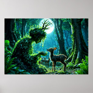 Mother nature's gentle touch on a spotted fawn Poster