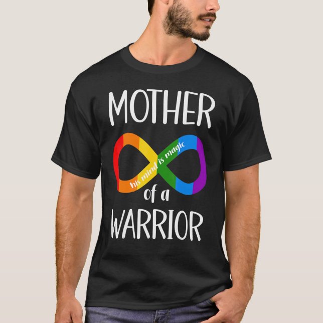 Mother Of A Warrior Family Mum World Autism Awaren T-Shirt (Front)